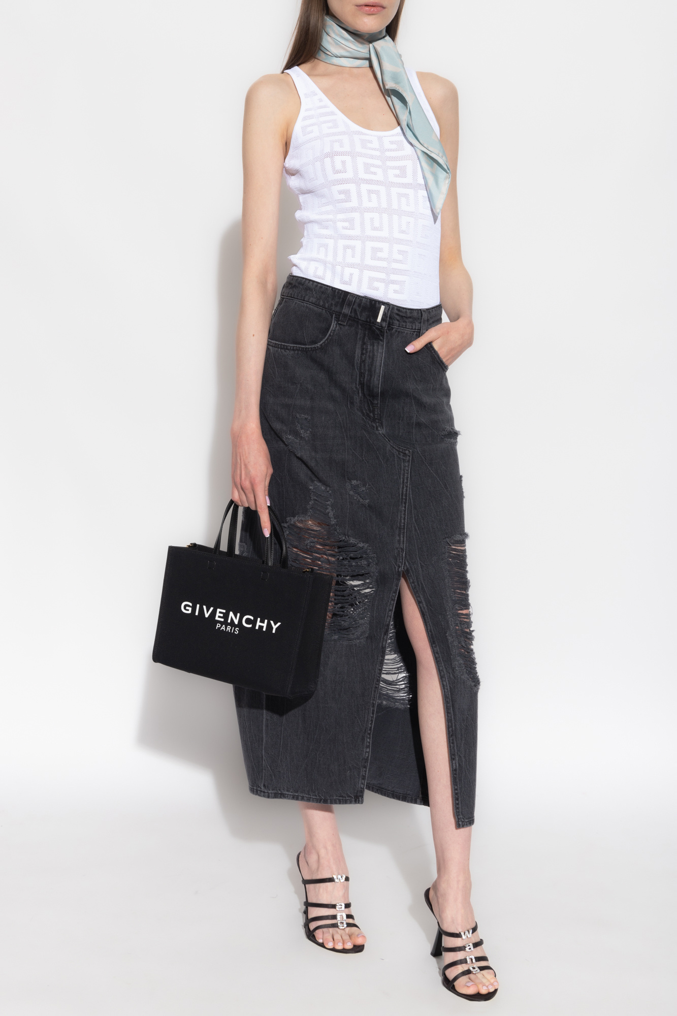 Grey Denim skirt Givenchy - Givenchy Cruz contrast-laces